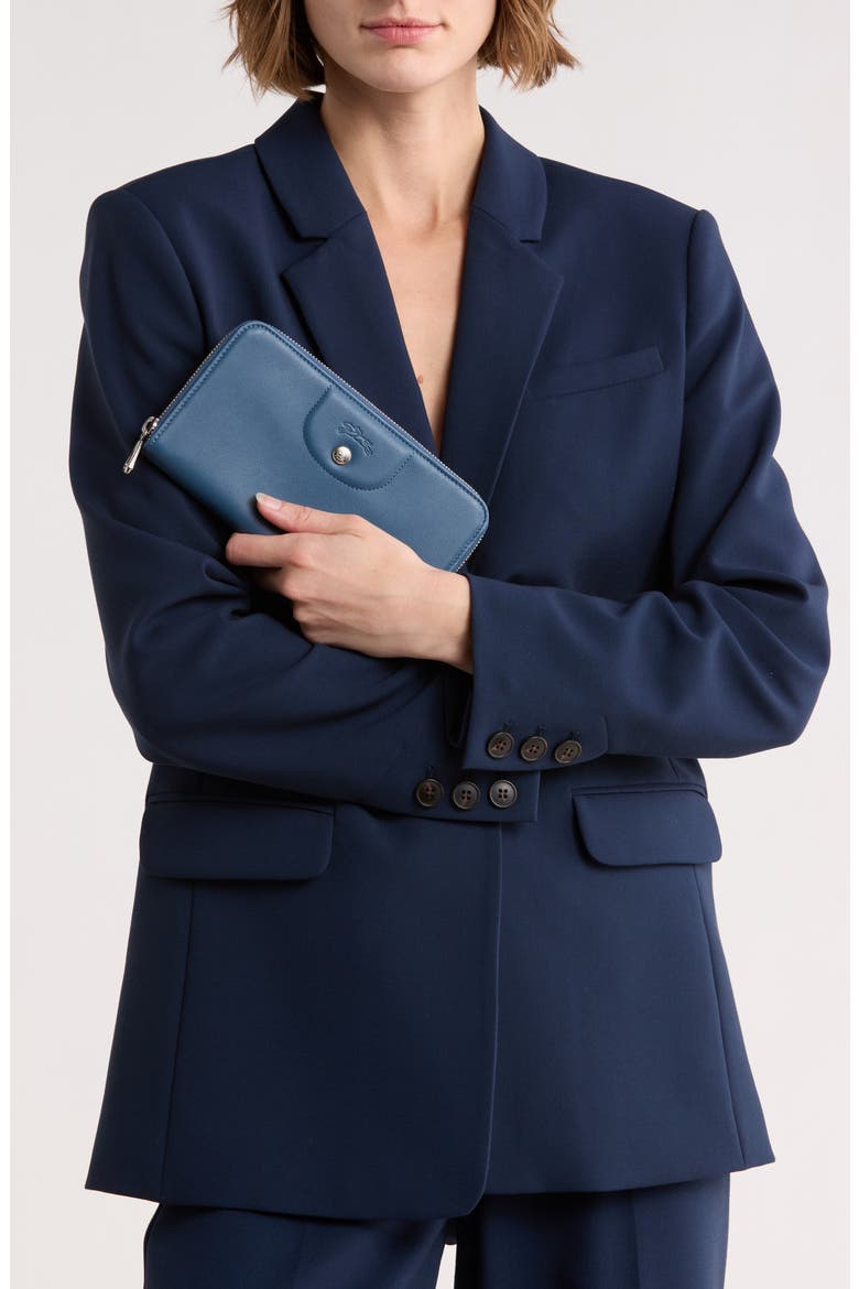 Le Pilage Cuir Zip Wallet, Alternate, color, PILOT BLUE