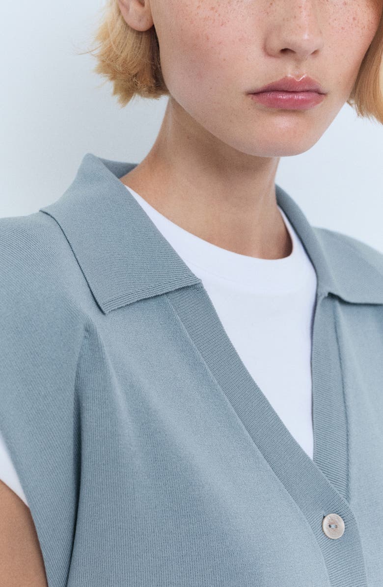 MANGO Padded Shoulder Sweater Vest, Alternate, color, Blue