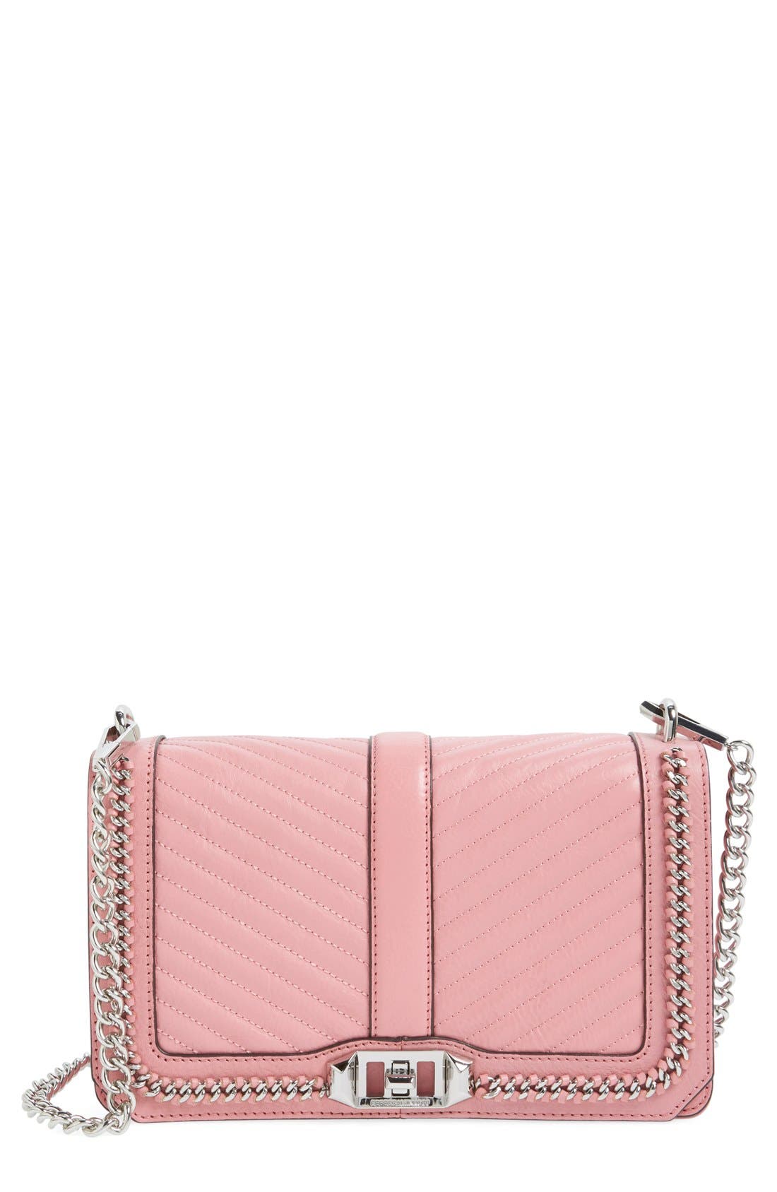 Love Leather Crossbody Bag, Main, color, GUAVA/ SILVER HRDWR
