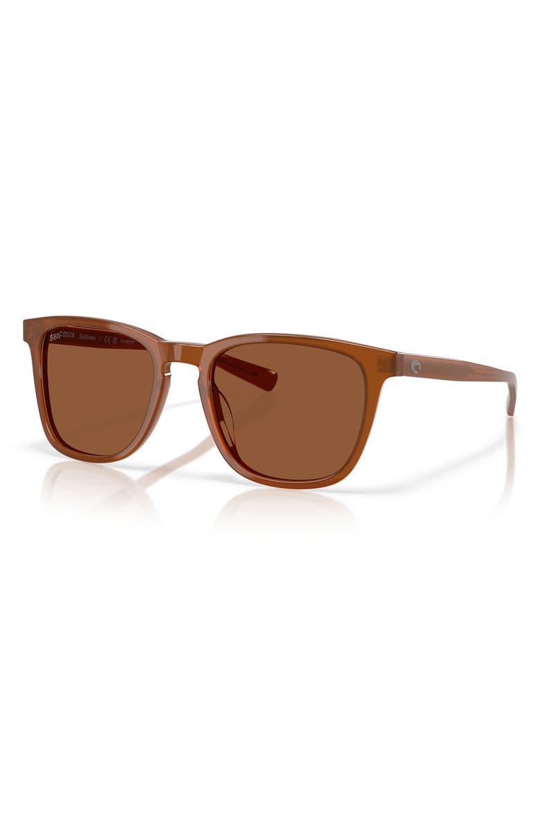 Costa Del Mar Sullivan 53mm Gradient Polarized Square Sunglasses, Alternate, color, Red Sands/ Copper 580G