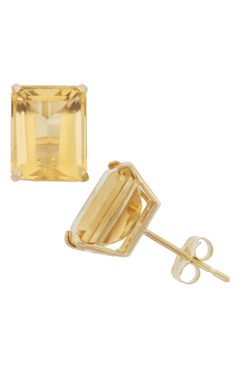 10K Gold Solitaire Stone Stud Earrings