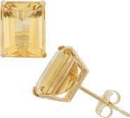 FZN 10K Gold Solitaire Stone Stud Earrings