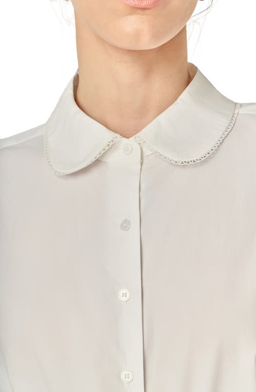 English Factory Lace Trim Button-up Shirt In White