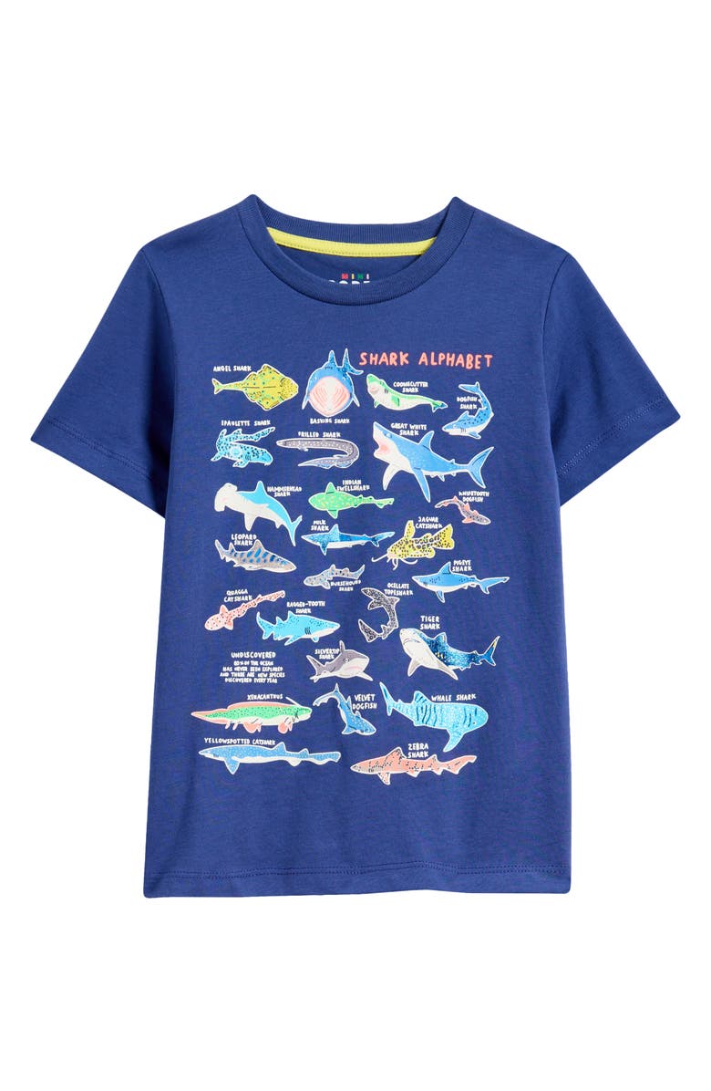 Mini Boden Kids' Glow in the Dark Shark Graphic T-Shirt, Main, color, 