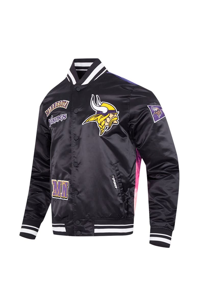 PRO STANDARD Men's Pro Standard Black Minnesota Vikings Sublimated Satin Full-Snap Jacket, Alternate, color, Black