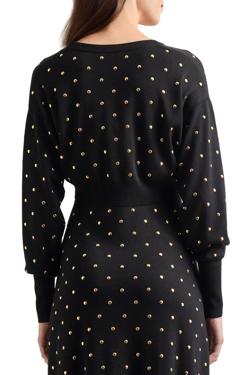 Misook Studded Crop Cardigan, Alternate, color, 