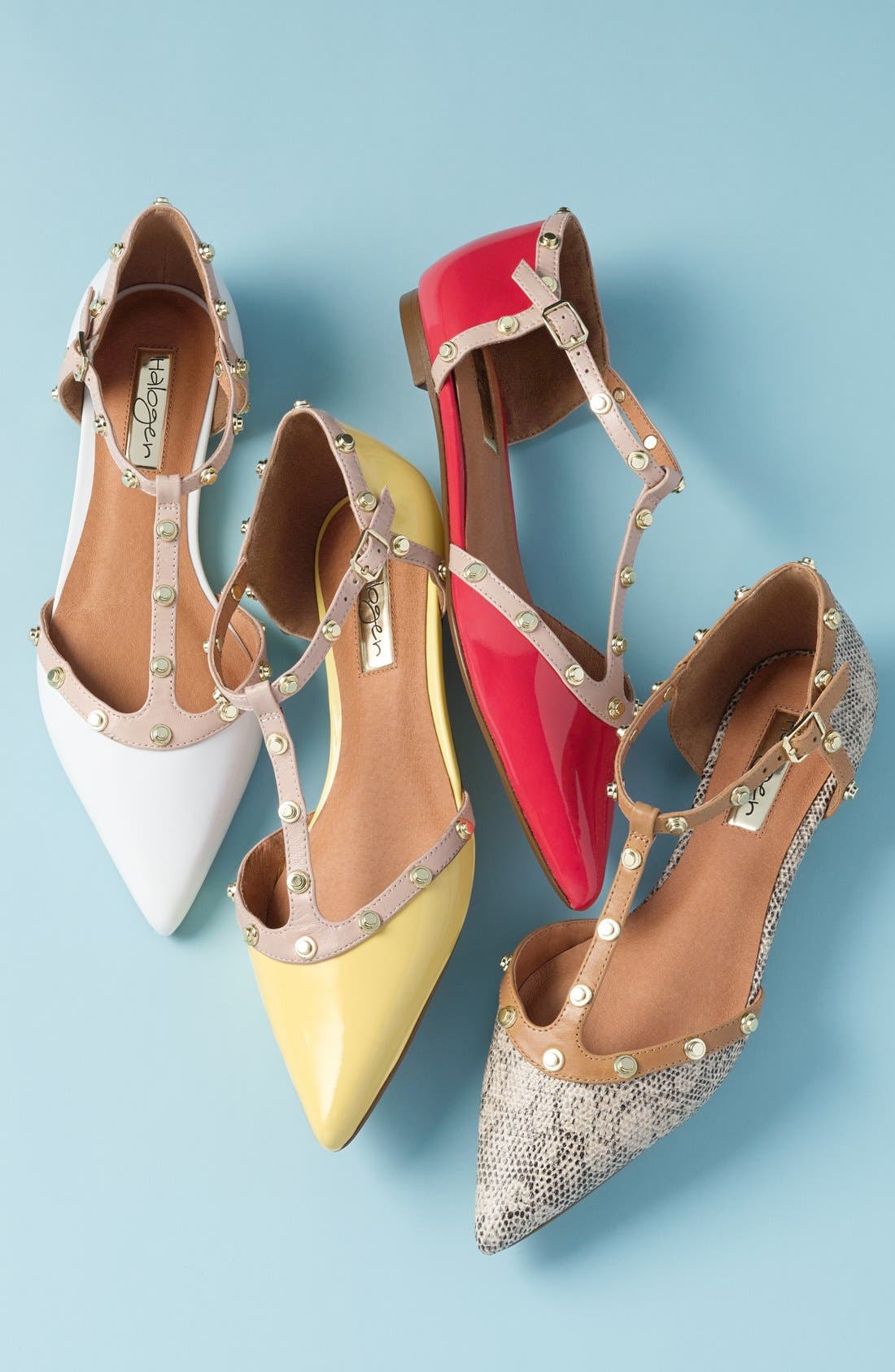 Halogen<sup>®</sup> 'Olson' Pointy Toe Studded T-Strap Flat, Alternate, color, 