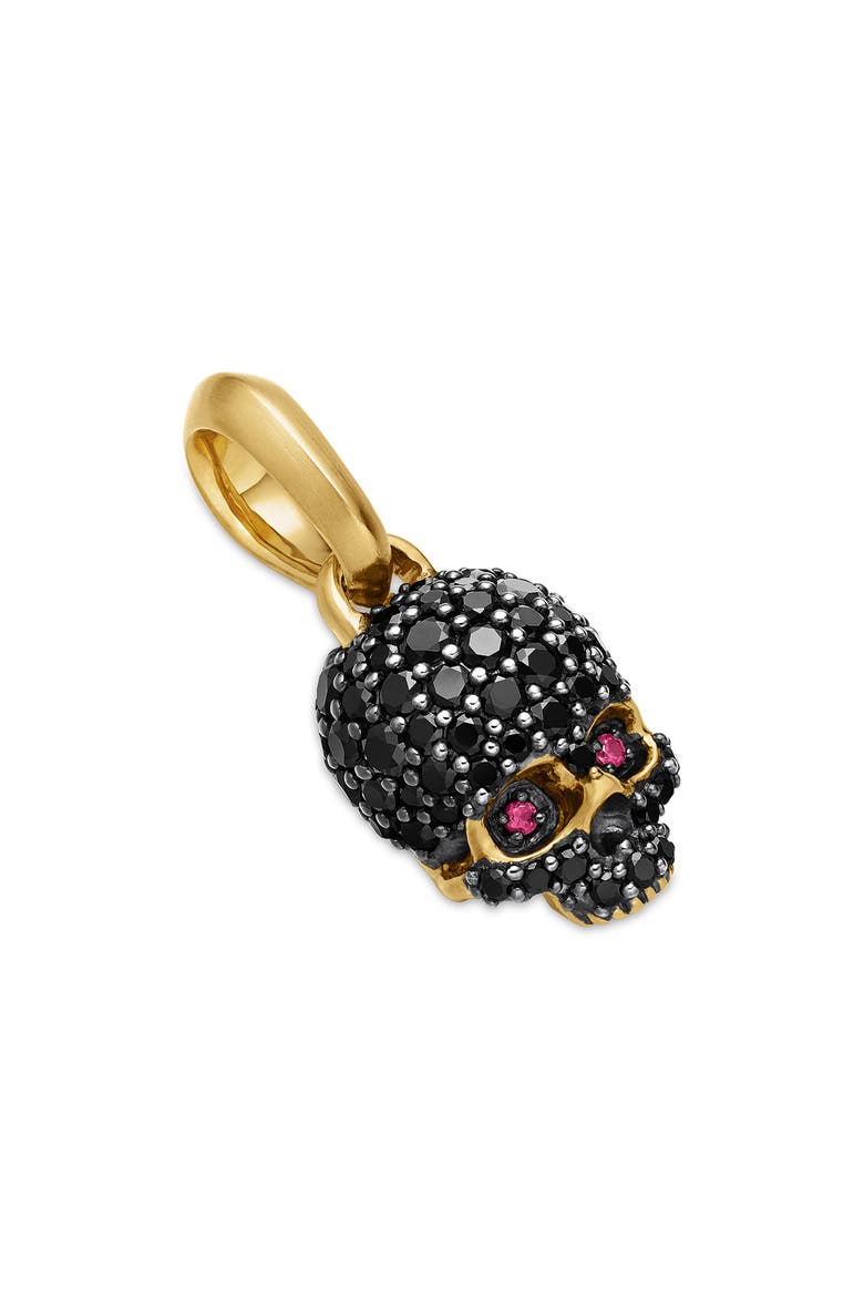 Men's Diamond Pavé Skull Pendant, Alternate, color, BLACK DIAMOND/ RUBY