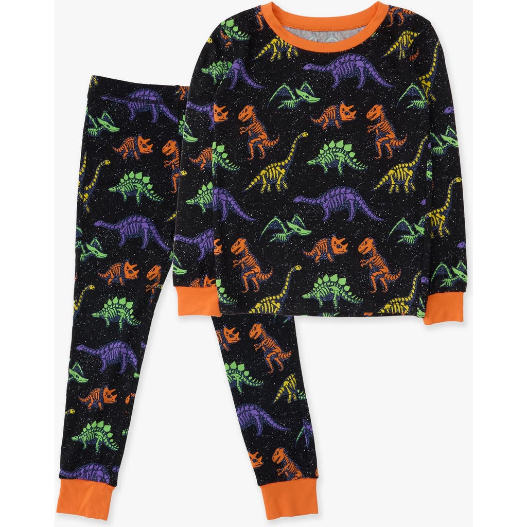 Softsnooze Glow In The Dark Long Sleeve Pajama Set In Black