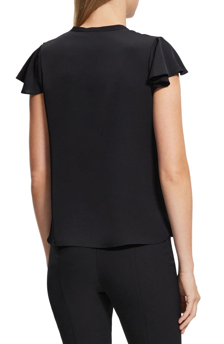 Theory Tp Mod Flounce Sleeve Silk Blouse, Alternate, color,