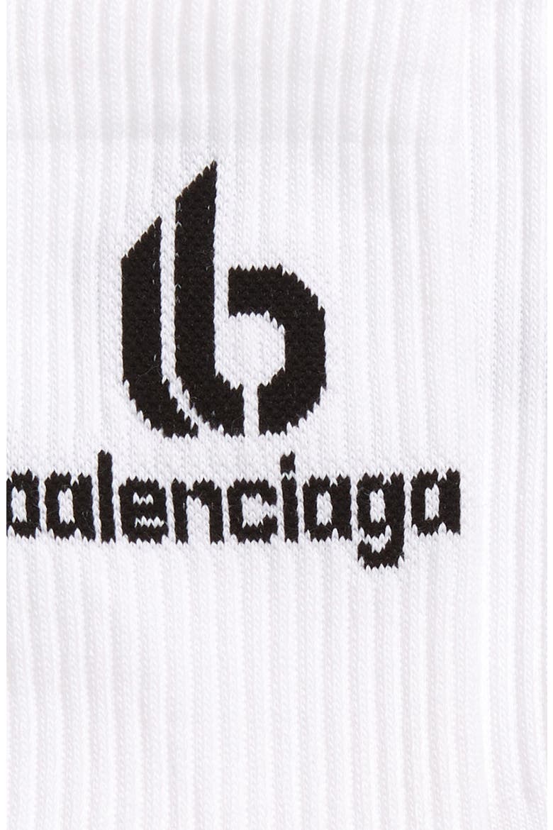 Double B Logo Crew Socks, Alternate, color, WHITE/ BLACK