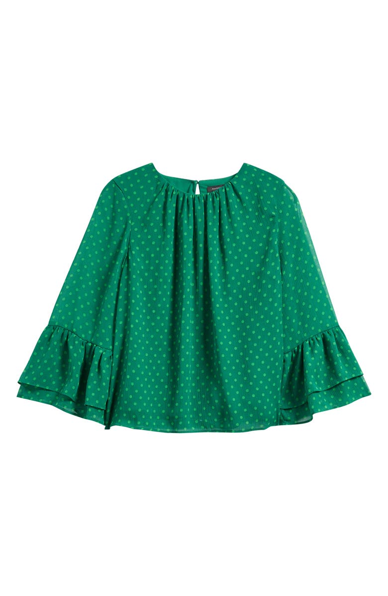 Halogen<sup>®</sup> Polka Dot Ruffle Cuff Top, Alternate, color, Holly Green