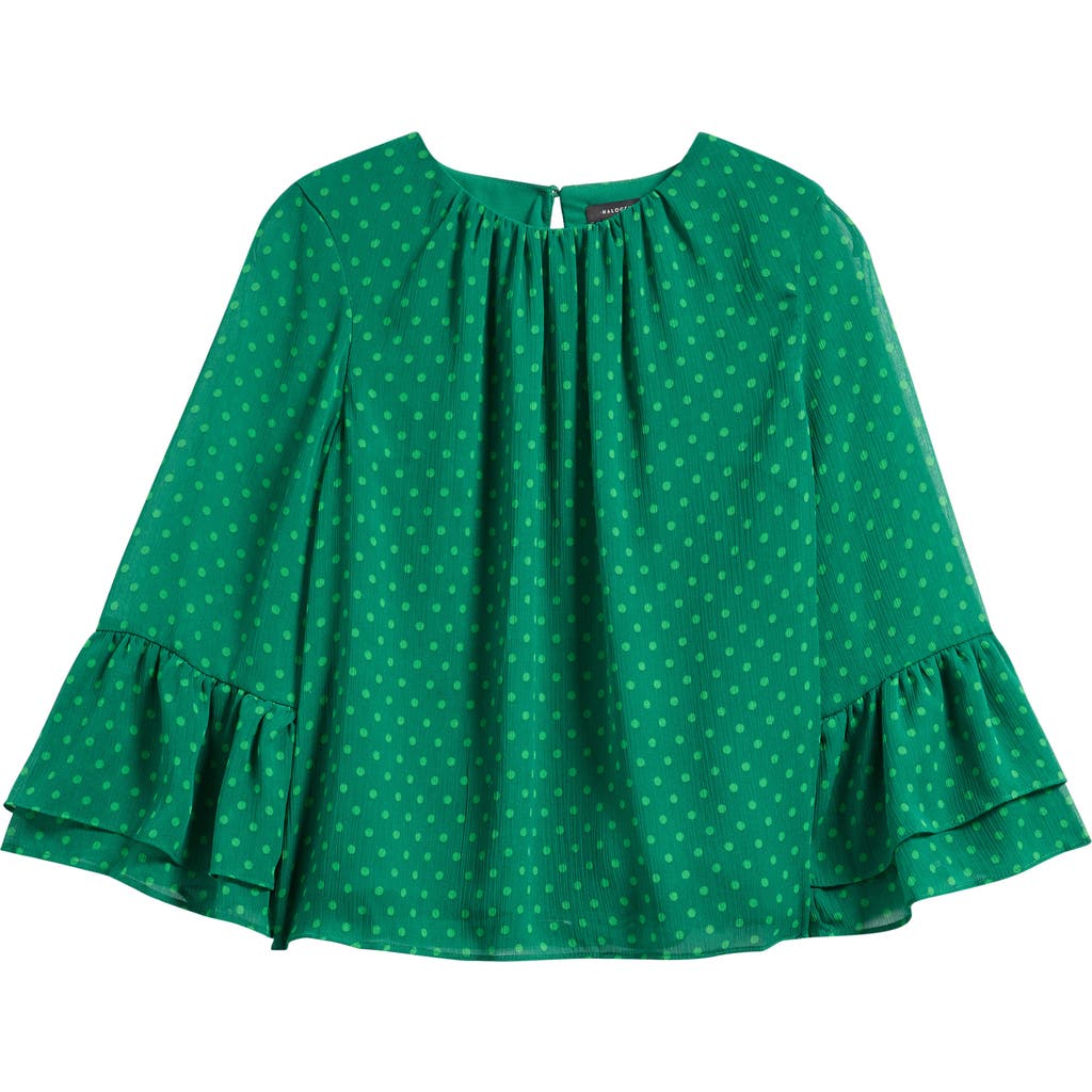 Halogenr Halogen(r) Polka Dot Ruffle Cuff Top In Green