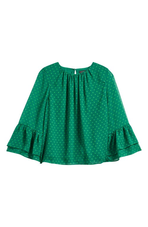 Halogen ® Polka Dot Ruffle Cuff Top In Green