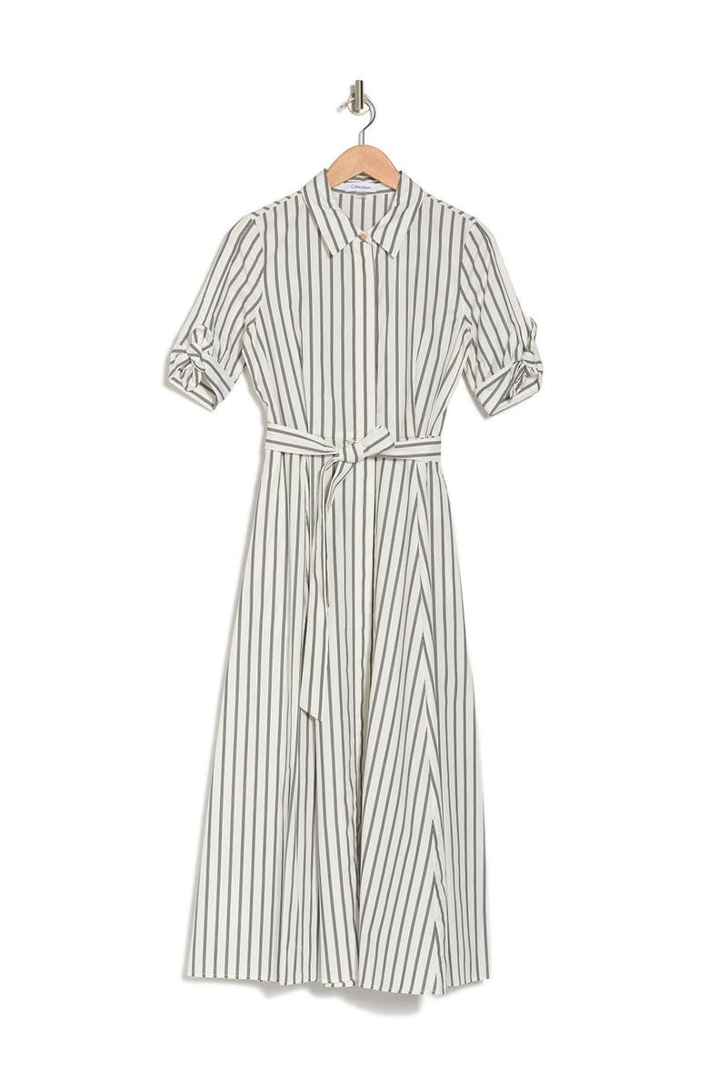 Calvin Klein Stripe Maxi Shirt Dress, Alternate, color,