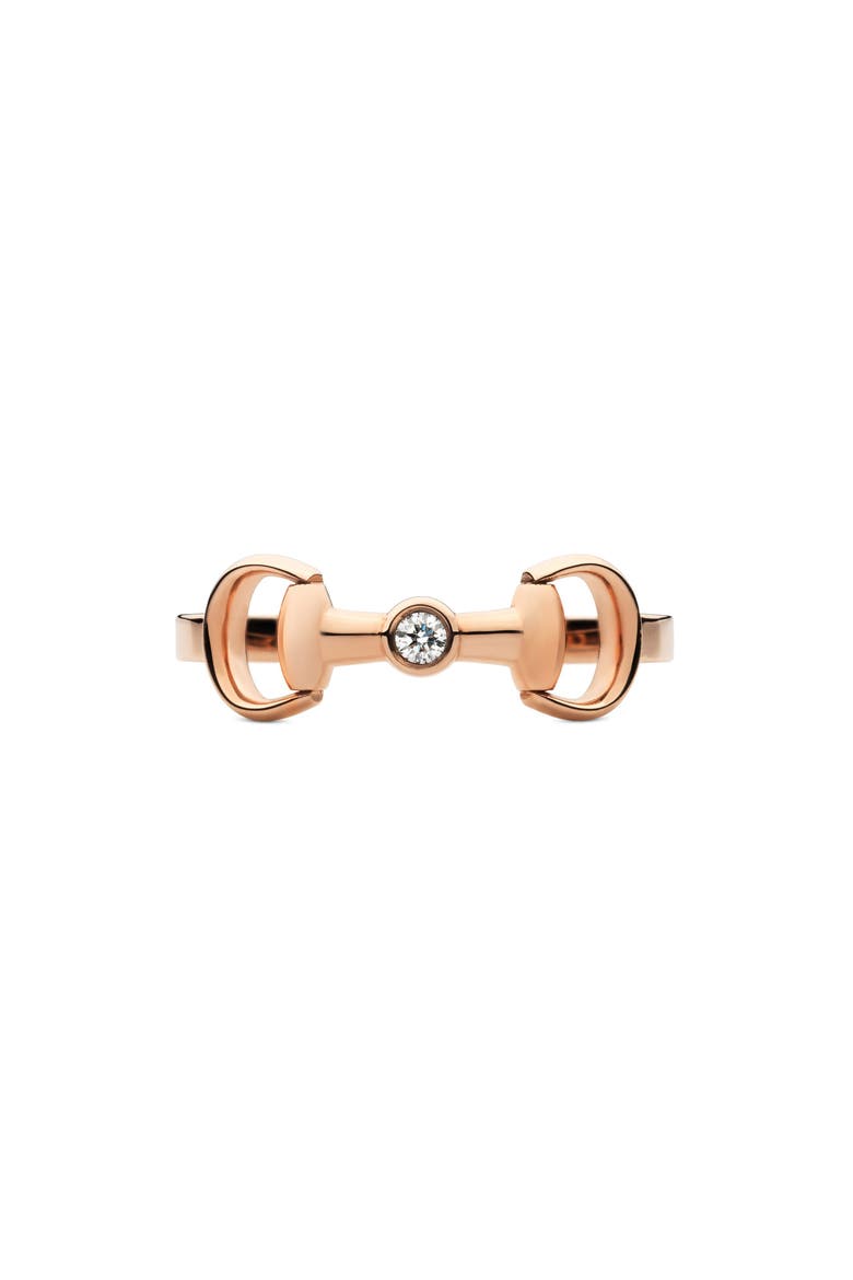 18K Pink Gold Diamond Horsebit Ring, Alternate, color, PINK GOLD