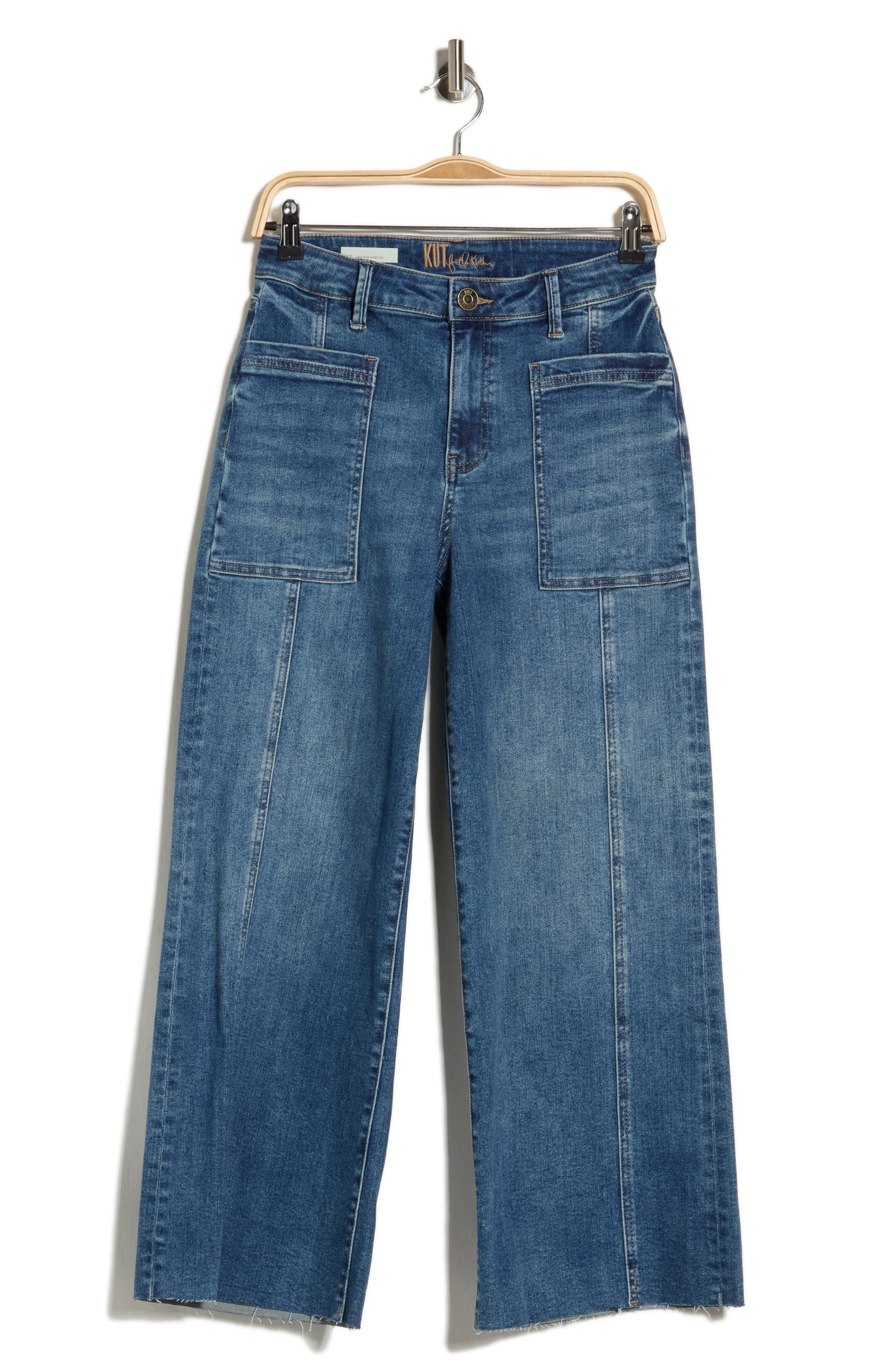 Lily High Waist Raw Ankle Wide Leg Jeans