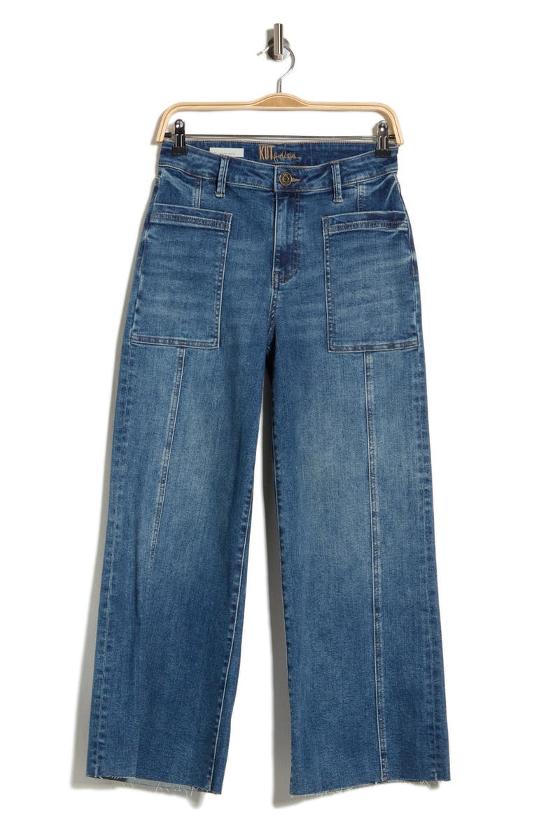 Lily High Waist Raw Ankle Wide Leg Jeans, Main, color, HELENIUM