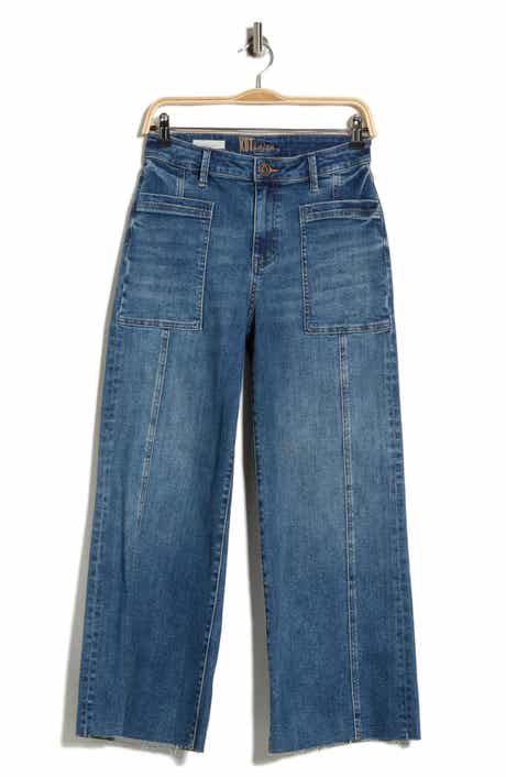 Lily High Waist Raw Ankle Wide Leg Jeans