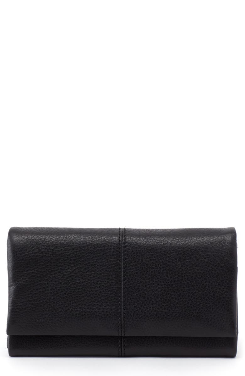 HOBO Keen Leather Continental Trifold Wallet, Main, color, Black