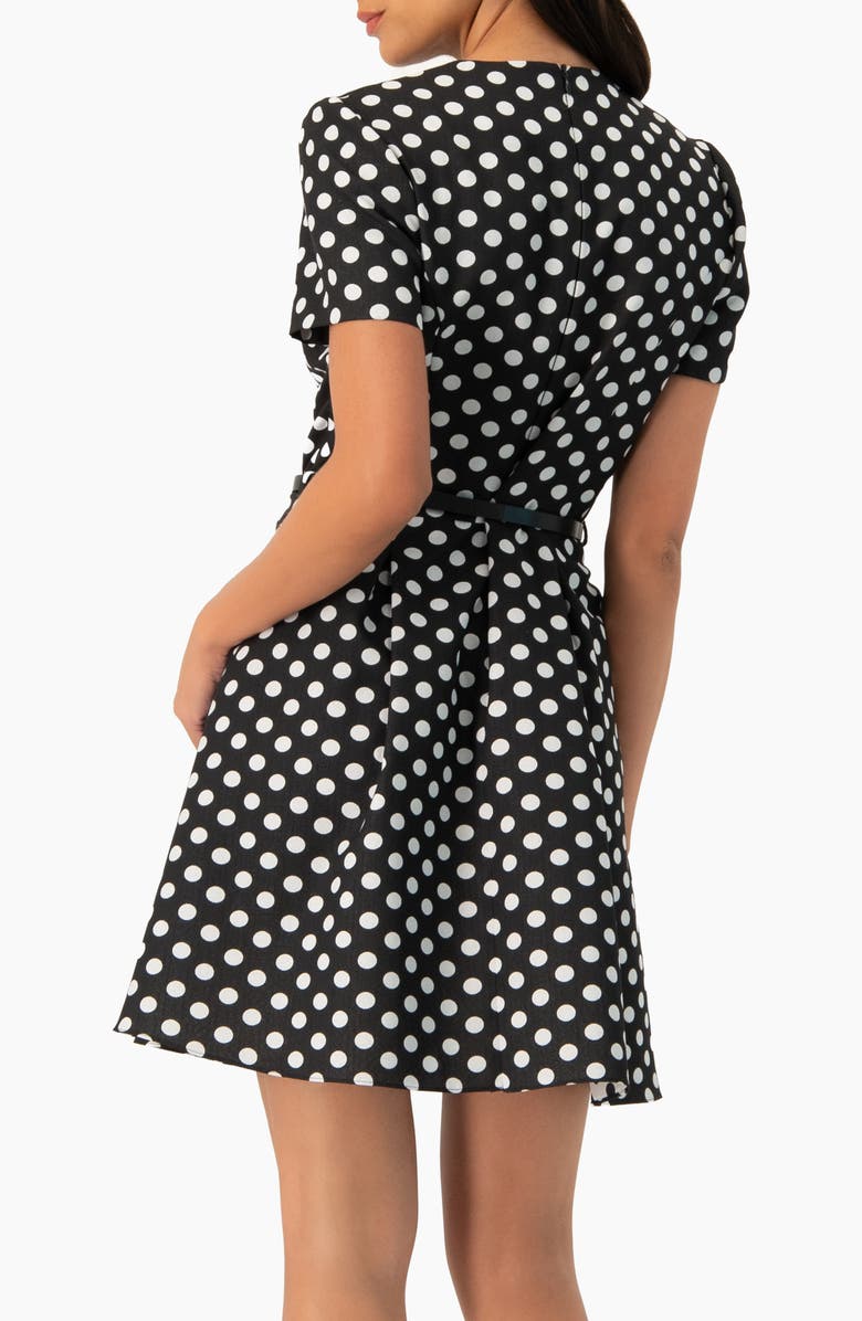 IVONNE Polka Dot A-Line Short Dress, Alternate, color, Black