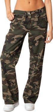 EDIKTED Aya Camo Print Low Rise Cargo Pants | Nordstrom