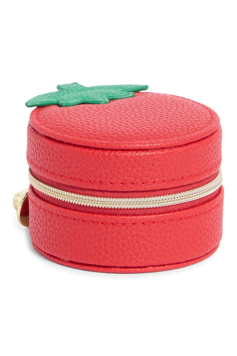 Tomato Faux Leather Jewelry Box, Main, color, RED- GOLD