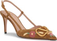 Valentino Garavani VLOGO Sunflower Embroidered Slingback Pump
