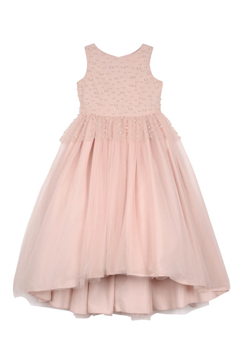 Imitation Pearl Beaded Peplum Dress, Main, color, BLUSH