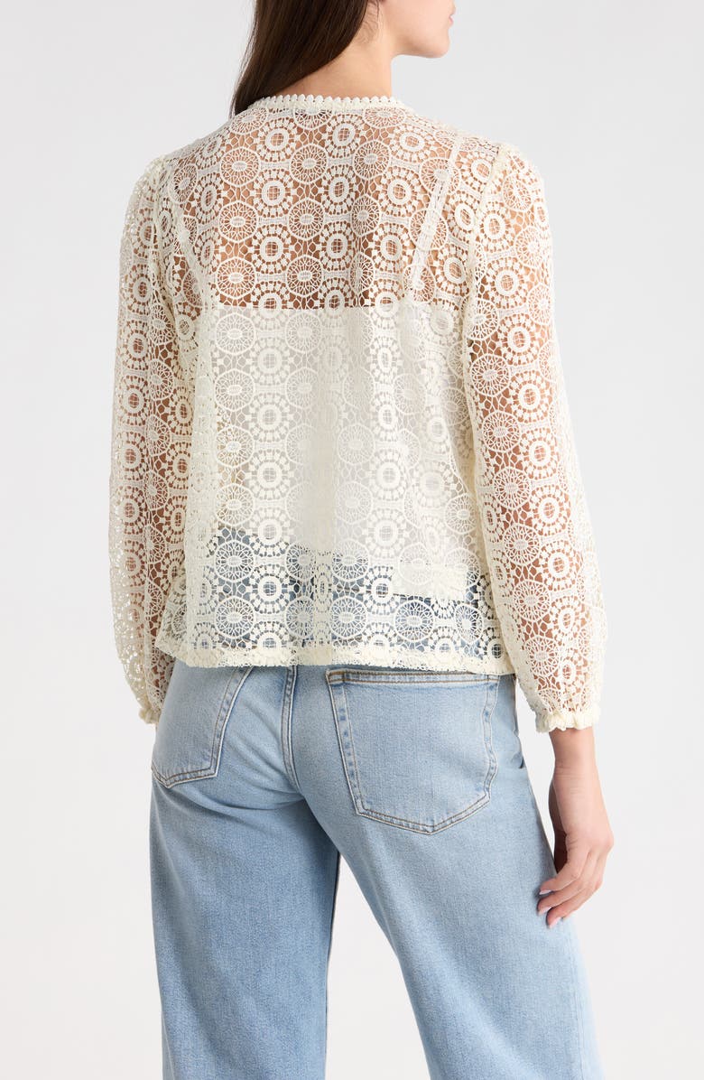 Vince Camuto Long Sleeve Lace Tassel Top, Alternate, color, New Ivory