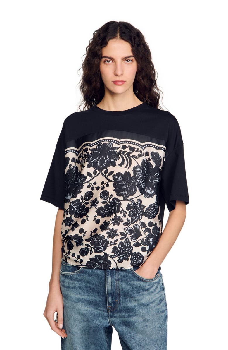 SANDRO Floral motif T-shirt, Main, color, 
