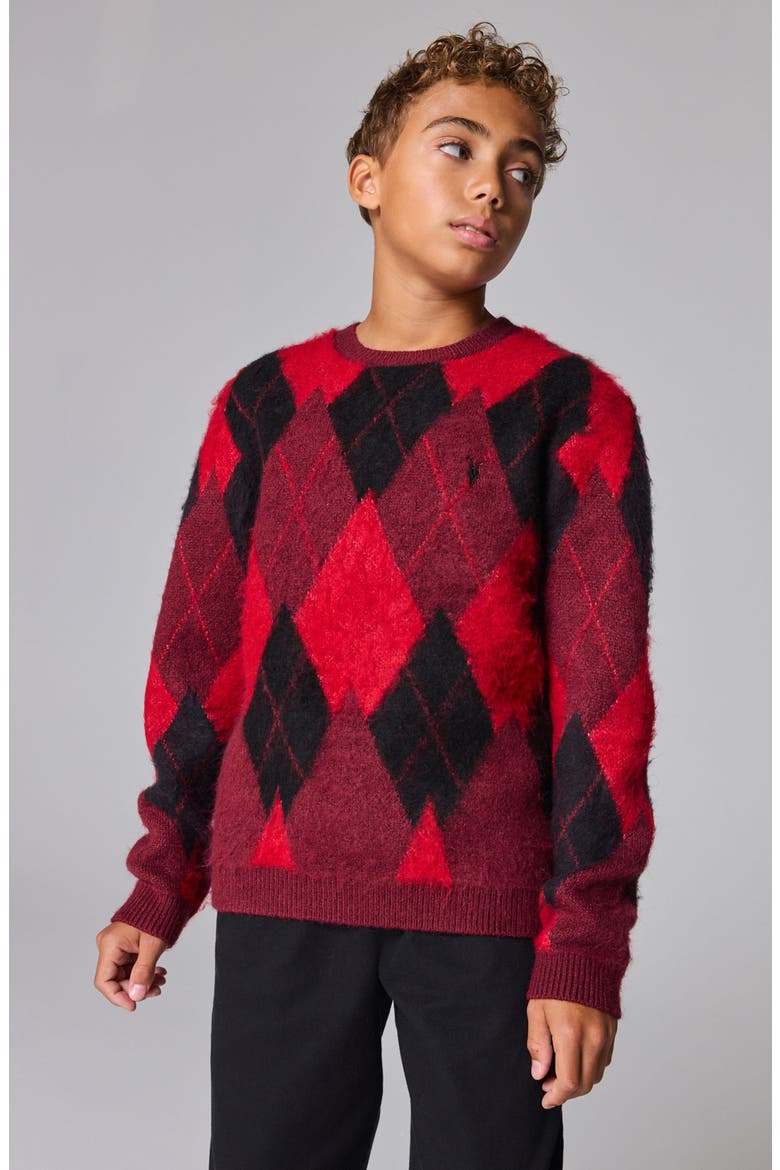 Kids' Argyle Sweater, Main, color, RED