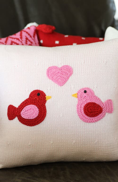 Melange Collection 10" Love Birds Pillow In Pink