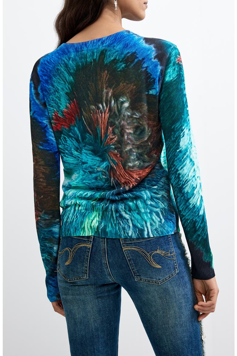 Graphic Lightweight Crewneck Sweater, Alternate, color, TURQUOISE