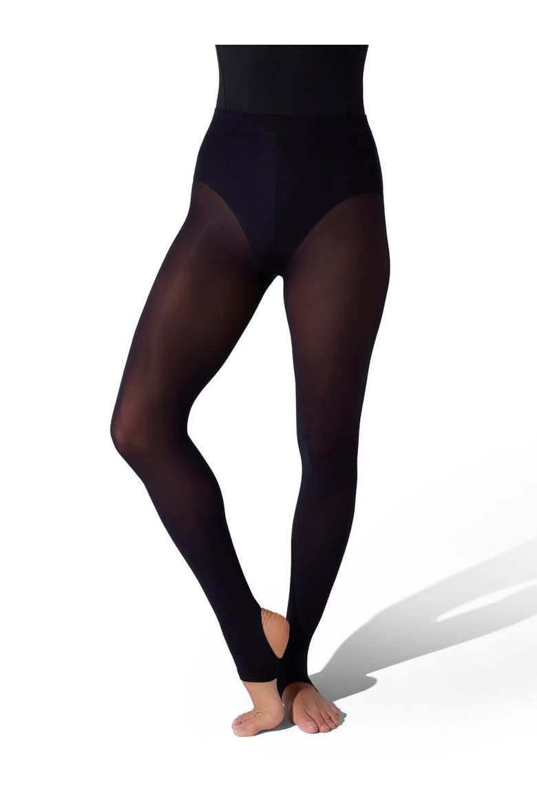 Ultra Soft Self Knit Waistband Stirrup Tight, Alternate, color, black