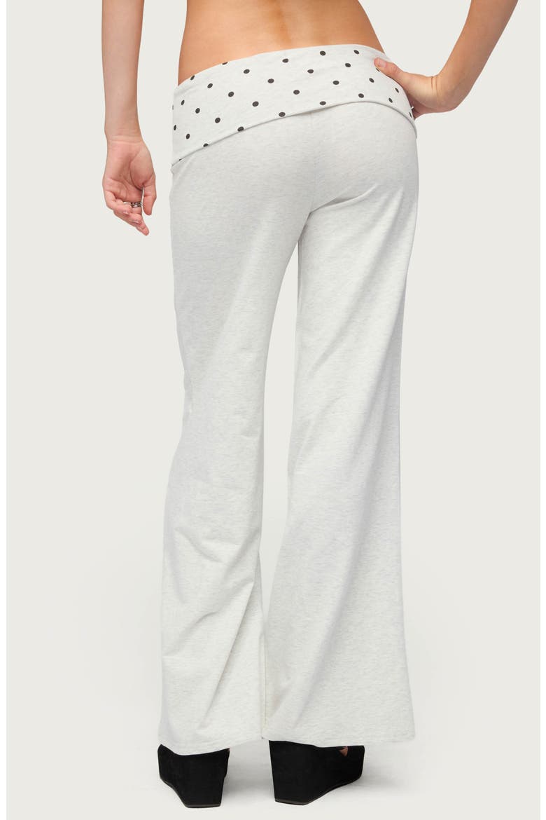 Reeva Polka Dot Foldover Flared Pants, Alternate, color, LIGHT-GRAY-MELANGE