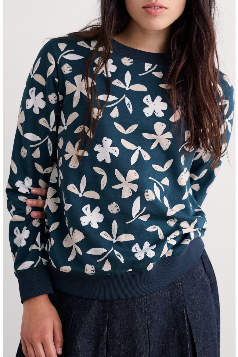 Bright Wave Floral Organic Cotton Sweatshirt, Main, color, ORGANIC SHAPES DARK LUGGER