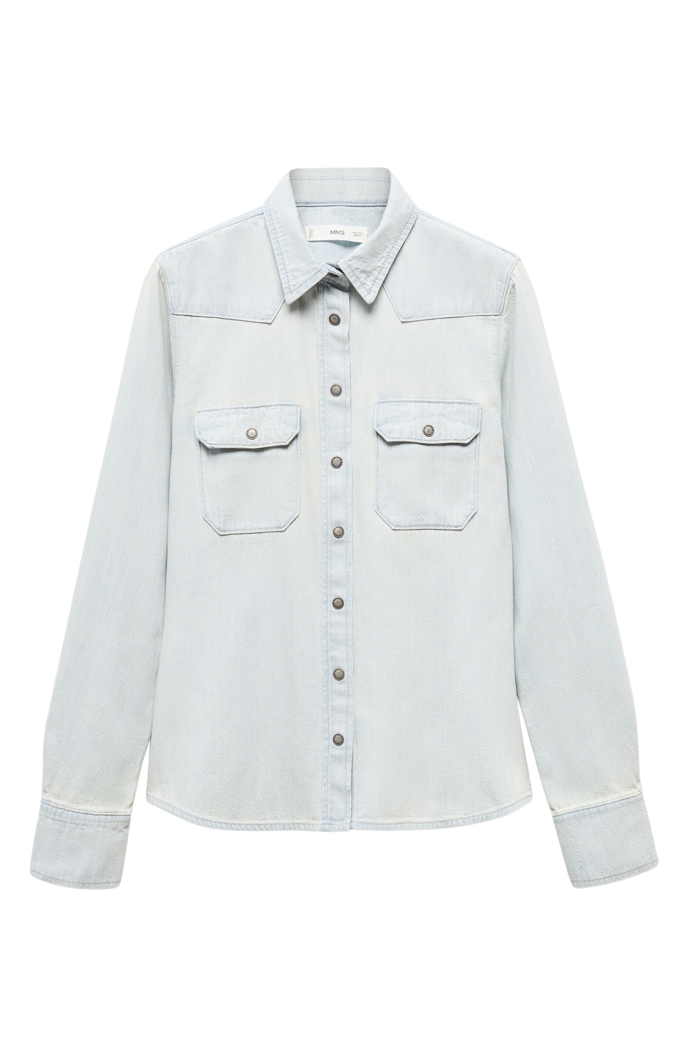 MANGO Western Denim Button-Up Shirt (Women) | Nordstrom