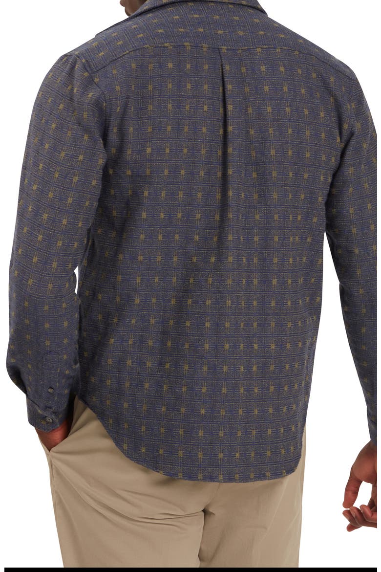 Vyser Geometric Jacquard Cotton Blend Button-Up Shirt, Alternate, color, TEAL-BLUE