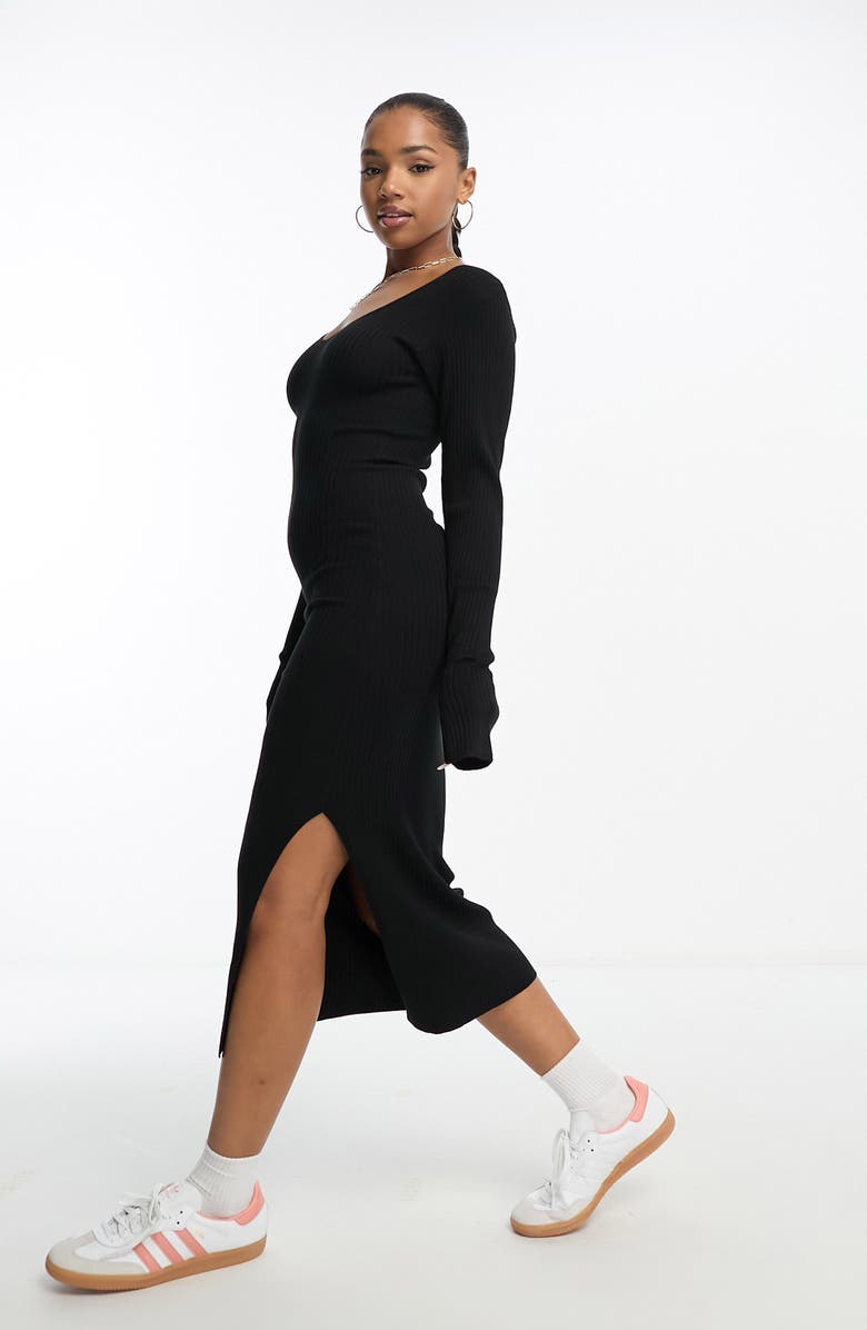 ASOS DESIGN Long Sleeve Ribbed Sweater Dress, Alternate, color, 