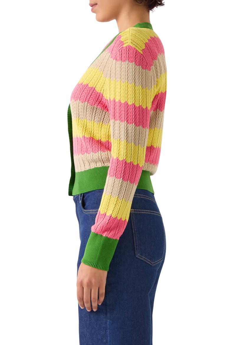 Cinzia Zigzag Pointelle Cardigan, Alternate, color, GREEN