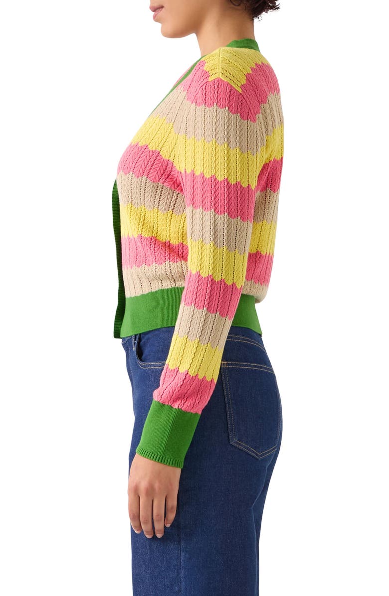 LK Bennett Cinzia Zigzag Pointelle Cardigan, Alternate, color, Green