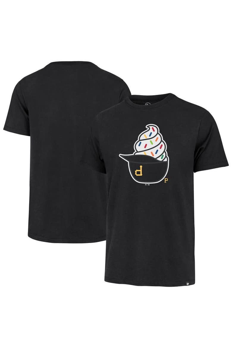 Men's '47  Black Pittsburgh Pirates Ice Cream Helmet Franklin T-Shirt, Main, color, Black