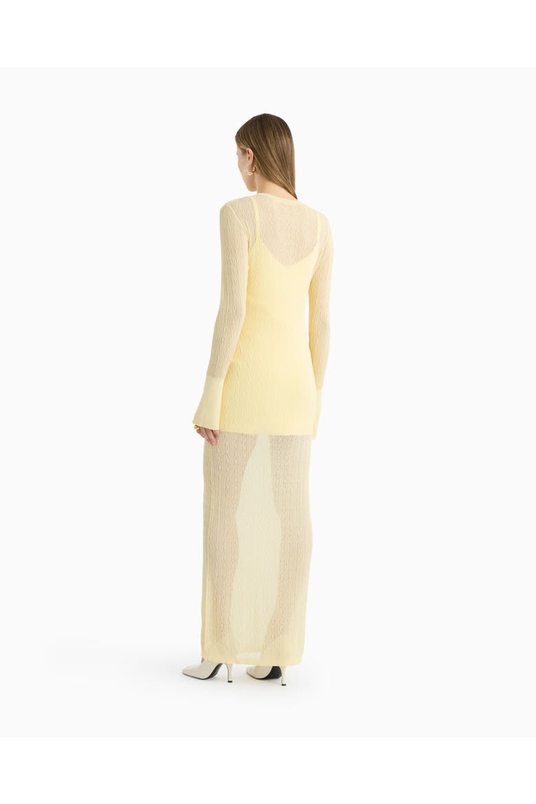Ayla sheer cable dress, Alternate, color, Butter Yellow