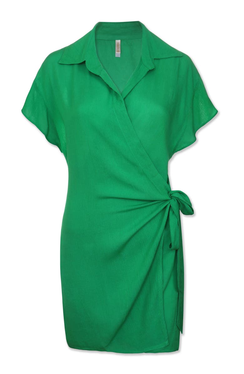 HELEN JON Flutter Sleeve Wrap Dress, Alternate, color, Kelly Green