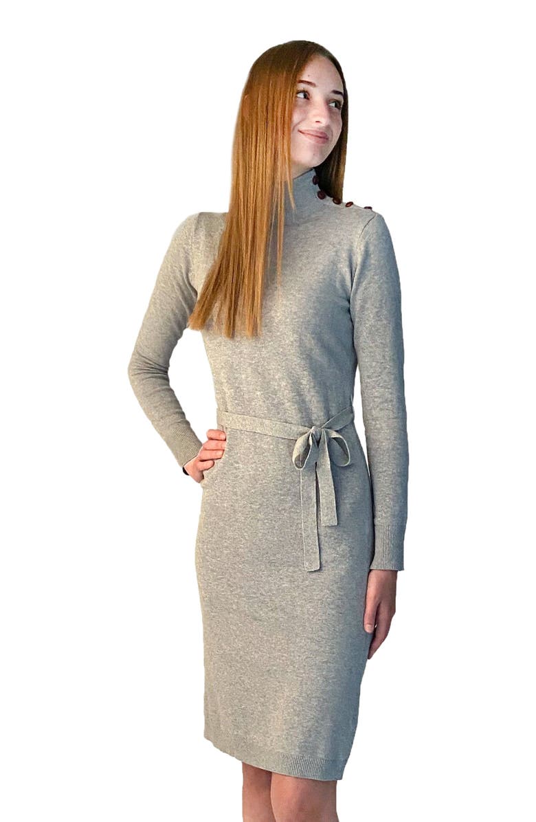 Hope & Henry Women's Mock Neck Sweater Dress with Button Detail, Main, color, 