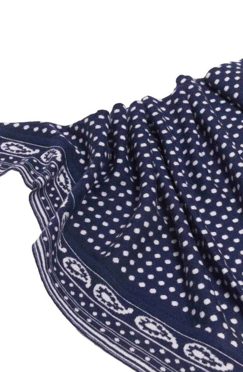 maje Reversible triangle scarf, Alternate, color, Navy Polka Dot Bandana Print