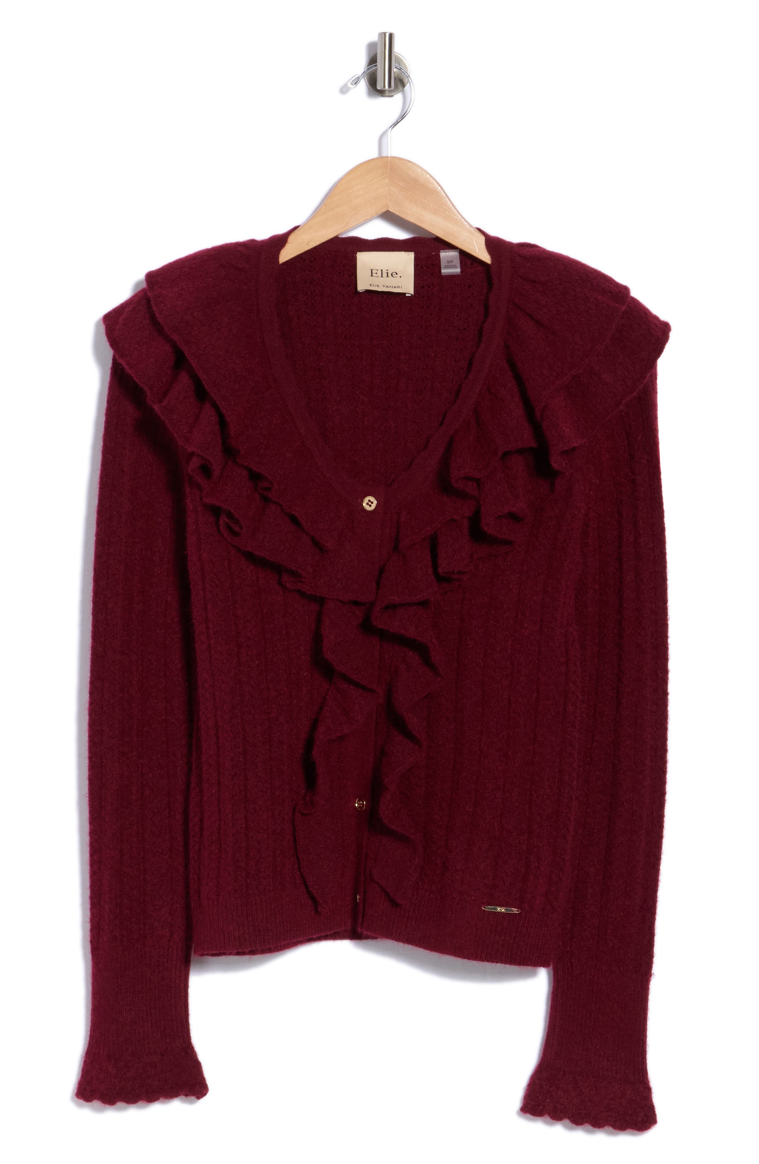 Pointelle Ruffle Cardigan