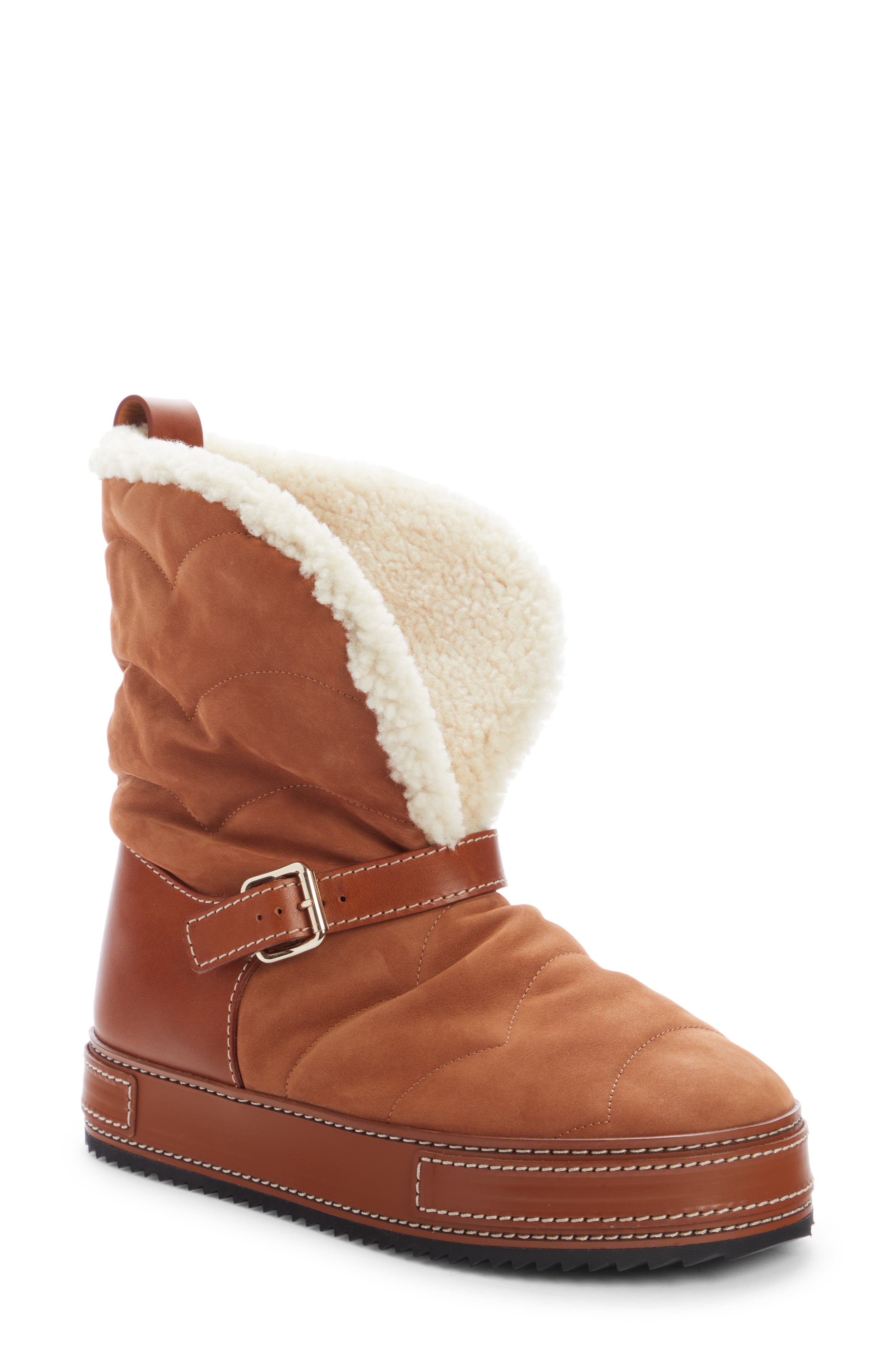 Chloé Maxie Genuine Shearling Bootie, Alternate, color, 