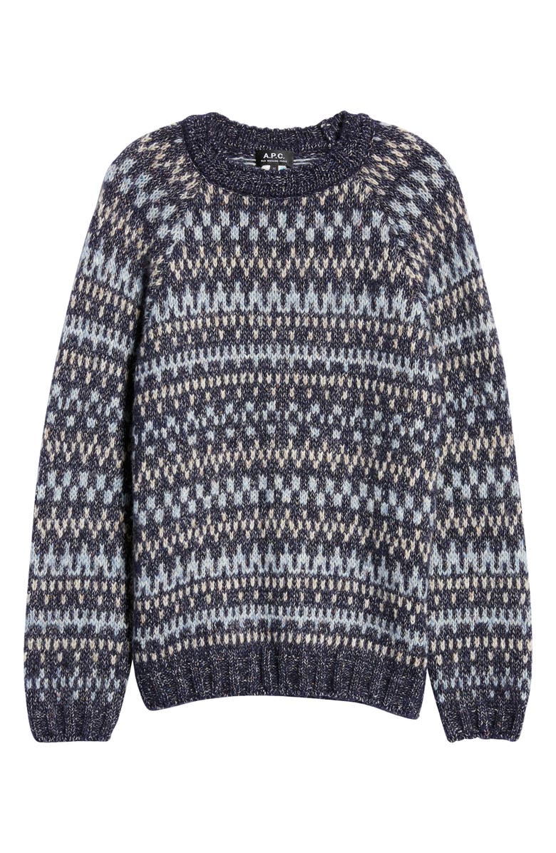 A.P.C. Pull Leonhard Fair Isle Wool Blend Crewneck Sweater, Alternate, color,